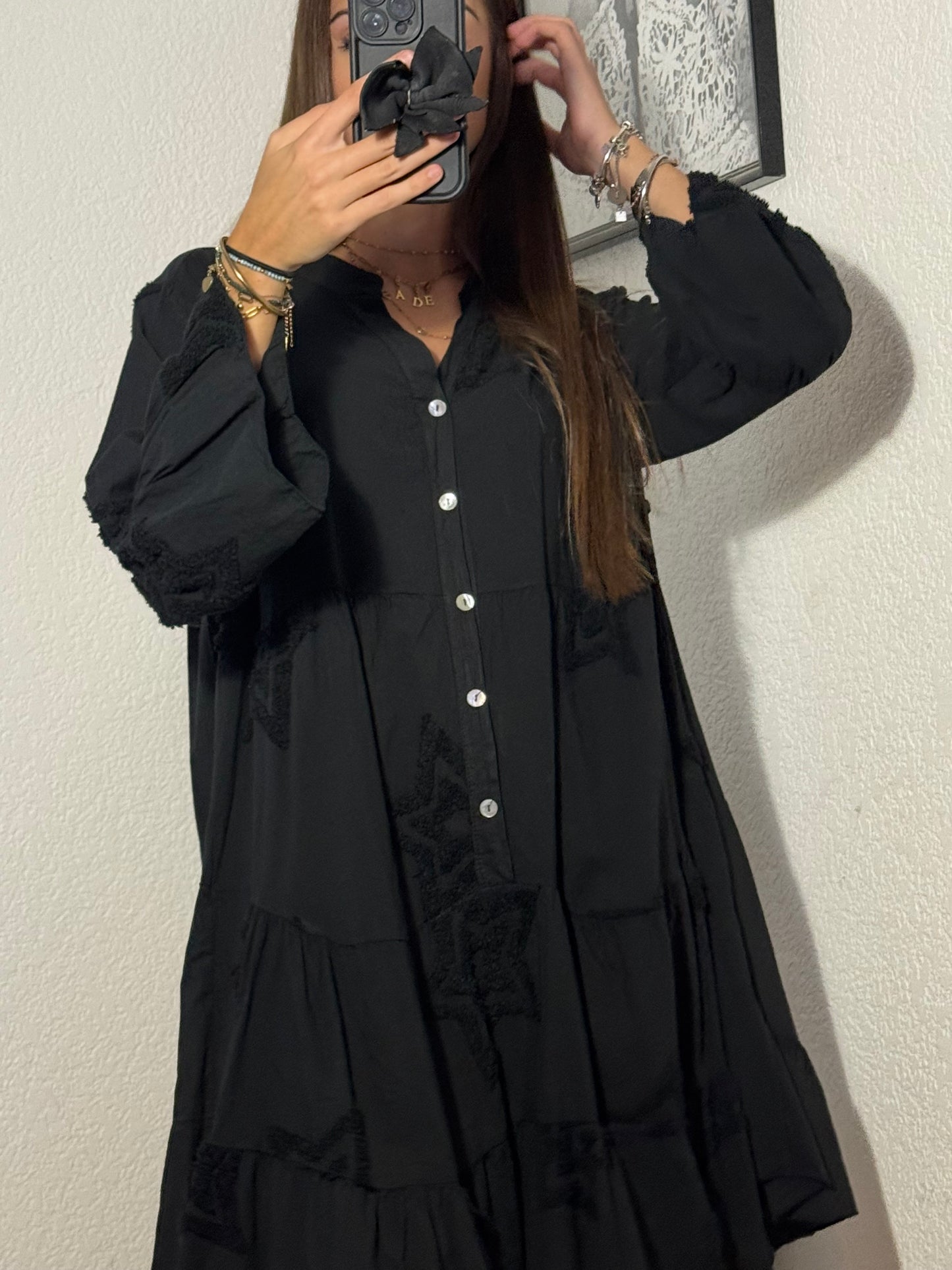 🖤 Robe Stella – Noire à Étoiles