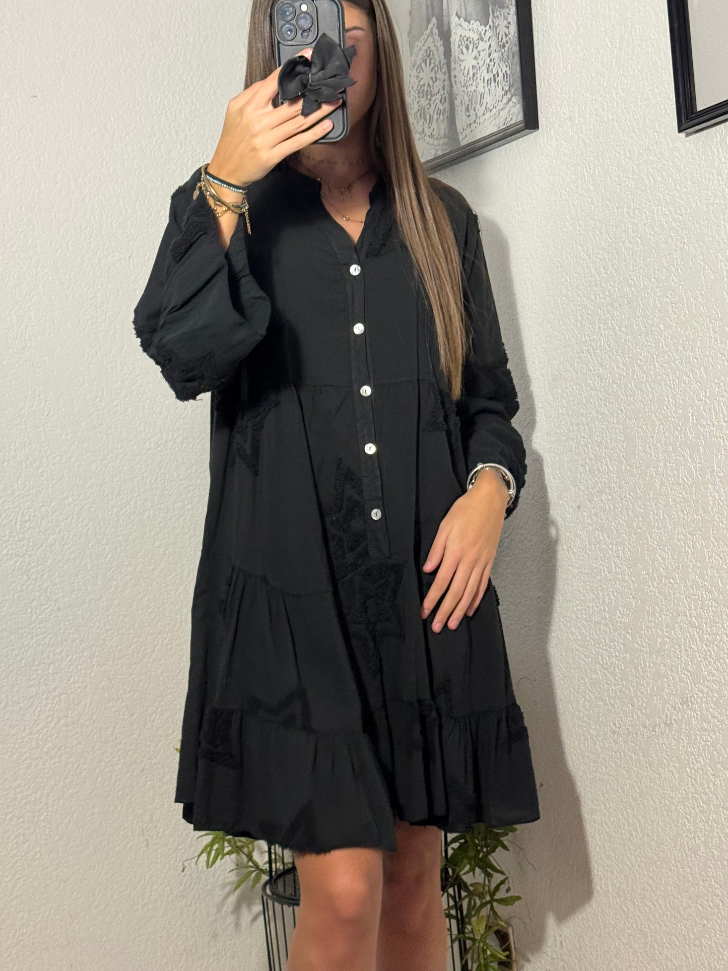 🖤 Robe Stella – Noire à Étoiles